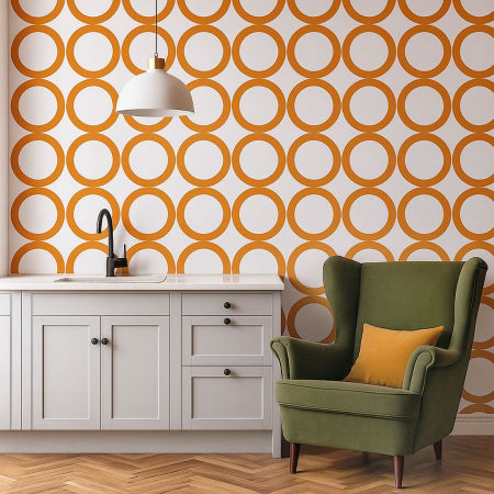 White and orange circles wallpaper