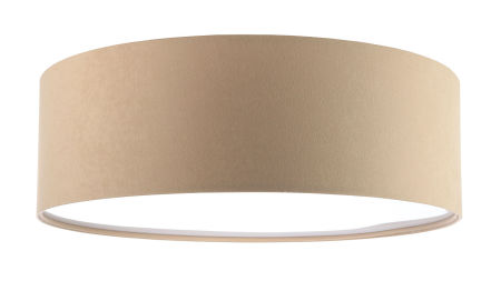 Beige ceiling light fixture, cylinder-shaped lamp with velour lampshade - VITO