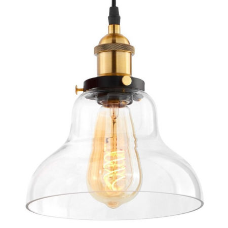 Transparent pendant light, loft industrial lamp, glass shade, retro style - ZUBI