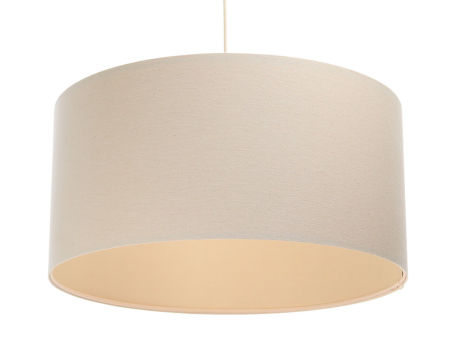 Cream pendant lamp with cylindrical linen lampshade BOHO