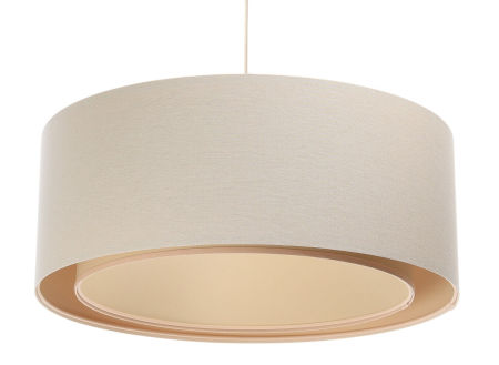 Cream hanging light with cylindrical linen lampshades, boho style - VIVIENNE