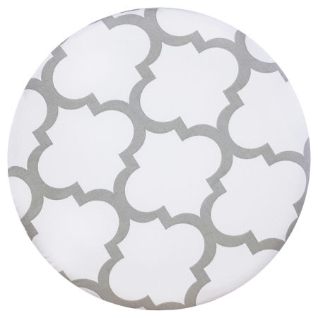 White pouf Scandinavian design grey pattern Moroccan clover