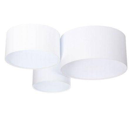 White ceiling lamp, chandelier with velour cylinder shades - BEVIN