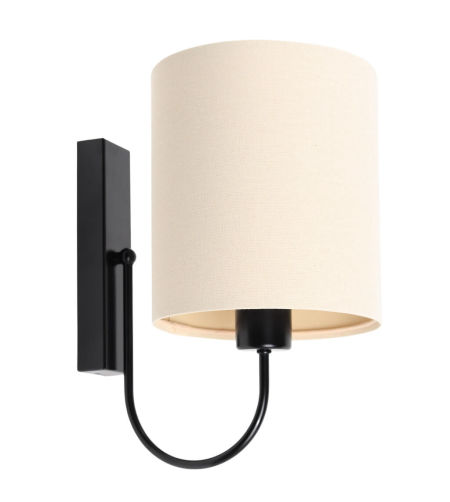 Light cream boho style wall lamp with cylindrical linen lampshade - BOHO
