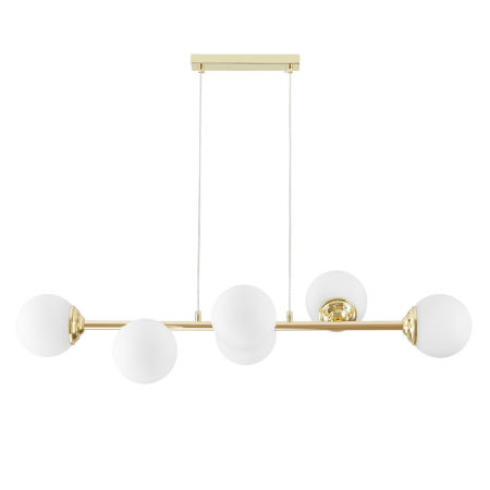 Gold light, chandelier on a wire, with elongated cover and glass balls, classic gold - FINO