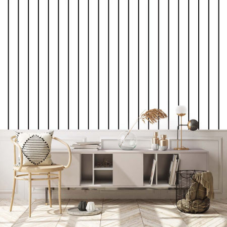 White and black vertical striped wallpaper (vertical stripes:1 cm)
