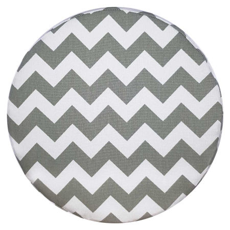 Pouffe, stool, white and graphite geometric pattern cover ZIGZAGS