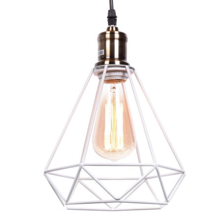 White ceiling light, made of wire, diamond-shaped, minimalistic - COBI