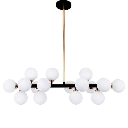 Exclusive black and gold PETRICA pendant lamp, chandelier, white glass shades