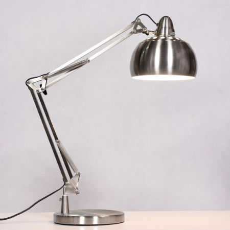 Metal silver table lamp, office desk lamp, modern design - RIGORRIA