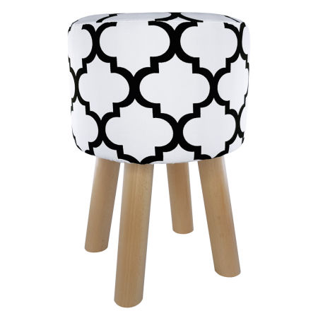 Modern black and white Scandinavian pouffe MOROCCAN CLOVER