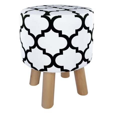Modern black and white Scandinavian pouffe MOROCCAN CLOVER