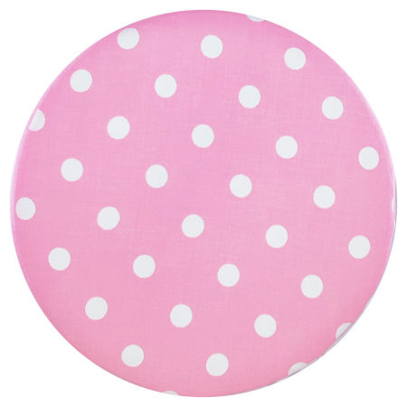 Pink stool, pouffe, retro design, white polka dot cover