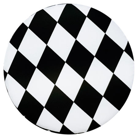 Modern pouffe, glamour style stool, harlequin pattern RHOMBS white and black