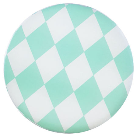 Scandinavian pouffe with mint and white rhombs stool cover