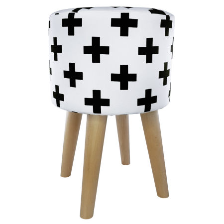 Modern black and white Crosses pouffe Scandinavian design
