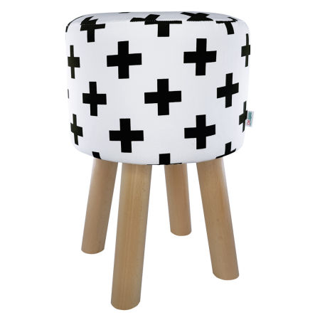 Modern black and white Crosses pouffe Scandinavian design