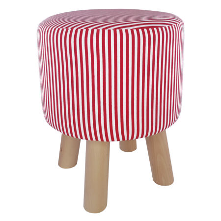 Modern stool, red and white striped pouffe vintage design