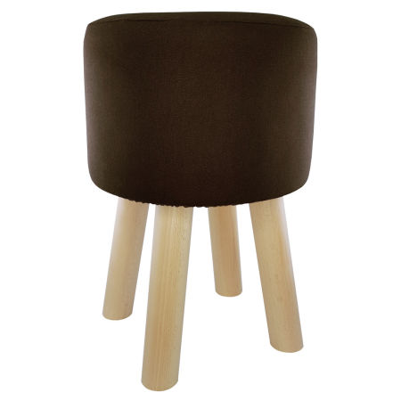 Brown pouf wooden stool classic colour design smooth one-coloured cover