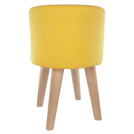 Modern yellow stool, pouffe for living room, terrace, smooth cover, warm yellow