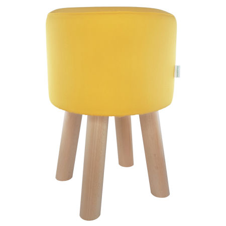 Modern yellow stool, pouffe for living room, terrace, smooth cover, warm yellow