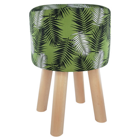 Modern stool with black and white palm trees on green background