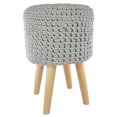 Handmade jumper cover, grey Scandinavian stool