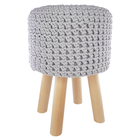 Handmade jumper cover, grey Scandinavian stool