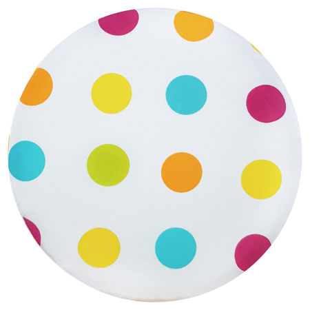 Decorative white pouffe for bedroom, children's room with colourful dots
