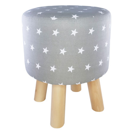 Minimalist grey seating stool with white 2.2 cm stars