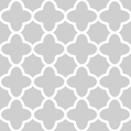 Grey and white quatrefoil oriental pattern wallpaper