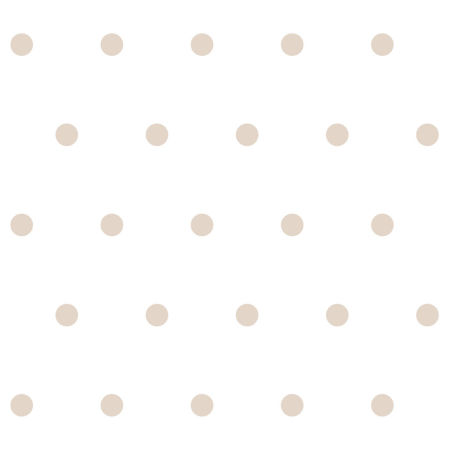 White and beige 5 cm dots wallpaper