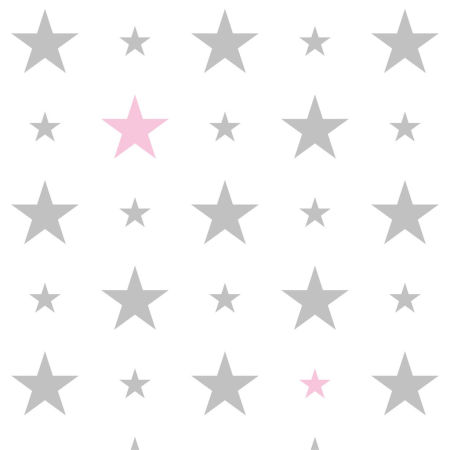 White and grey-and-pink 15 and 7 cm stars wallpaper
