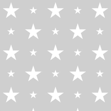 Grey wallpaper with 15 and 7 cm white stars