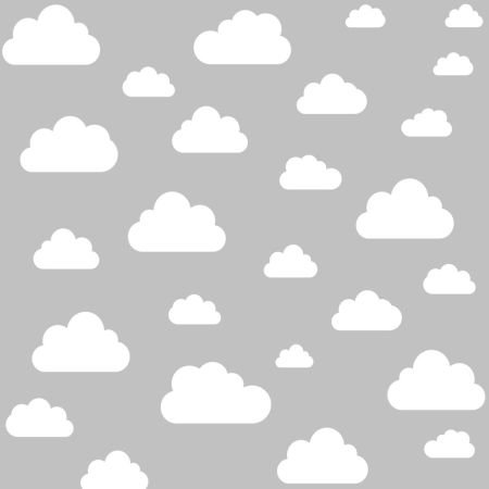White clouds (clouds: 7,5-24 cm) on grey background wallpaper