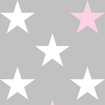 Grey wallpaper with 33 cm stars (white and pink stars)
