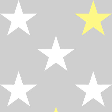 Grey wallpaper with big white and yellow stars (stars:33 cm)
