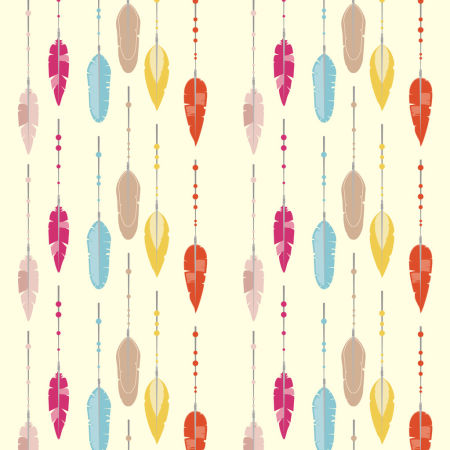 Fashionable colourful feather wallpaper for children
