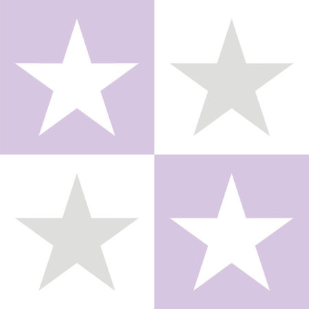 Stars in squares 38 cm white-violet-grey wallpaper