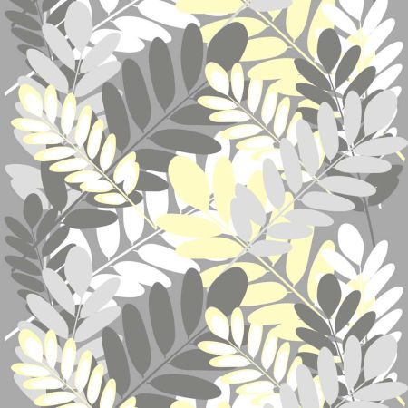 Acacia leaves grey-white-light-yellow wallpaper plant motif