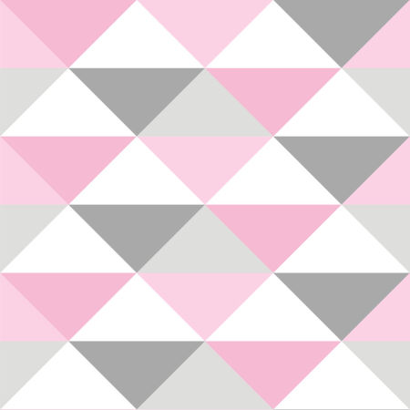 Scandinavian wallpaper with pastel pink, grey and white 33 cm triangles