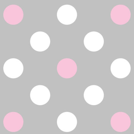 Big 15 cm dots grey and white and pink wallpaper