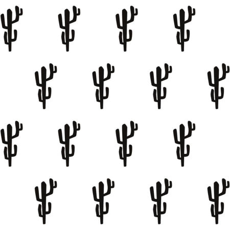 Black cactus design (10 x 20 cm) white wallpaper with vegetal pattern