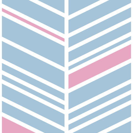 Original design: white, blue and pink herringbone wallpaper