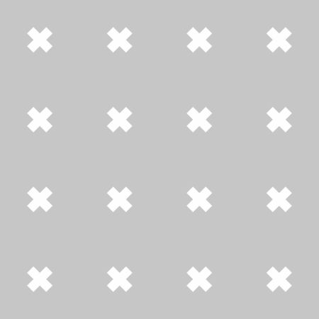 Grey Scandinavian wallpaper with white CROSSES - square decomposition (grey and white version)