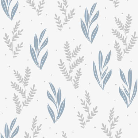 Boho wallpaper with grey and blue underwater plants on a light grey background