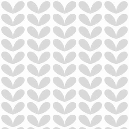 Modern white wallpaper with grey heart-shaped leaves in Nordic boho style
