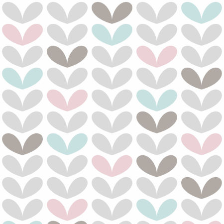 Scandinavian wallpaper with colourful heart-shaped leaves