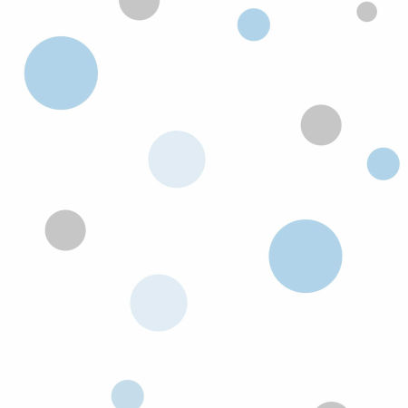 Wallpaper with blue and grey dots, bubbles, circles in modern style, for living room