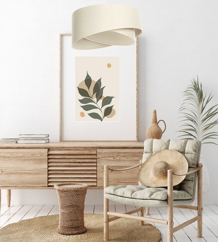 Cream pendant lamp with asymmetrical linen fabric lampshades - BOHO
